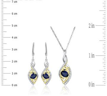 Saphir pendentif collier boucle d'oreille bague mariée mariage coffret cadeau exquis de haute qualité