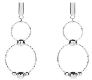 Boucles d'Oreilles Femme Double BAGUE Argent 925 Plaqué Or