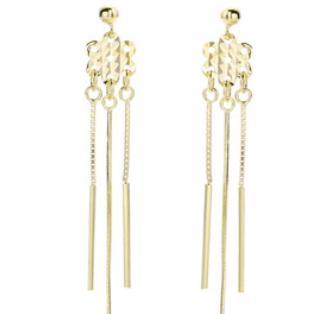 Boucles d'oreilles Court Style en argent sterling 925 avec pompon plaqué or