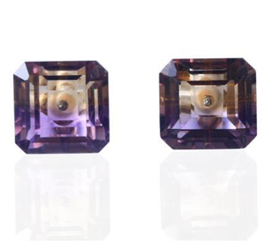 Asscher Boucles d'oreilles en argent sterling 925 transparent coloré violet Asscher