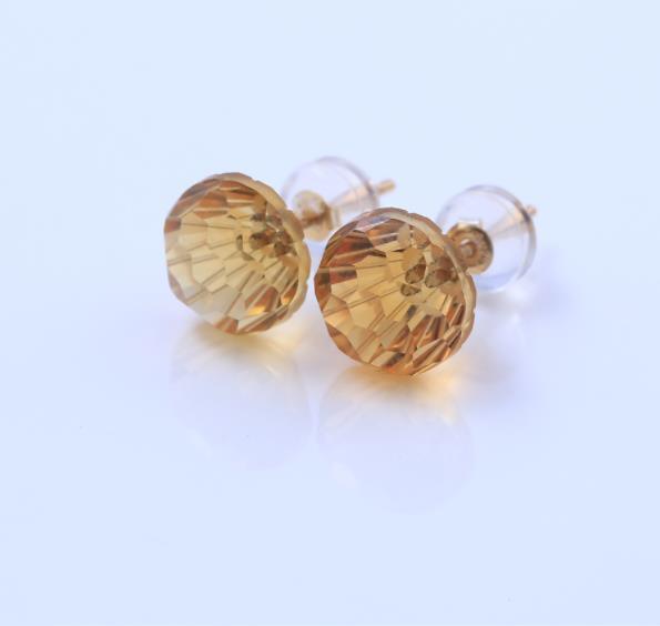 Boucles d'oreilles fantaisie en argent sterling 925 avec cristal rose champagne