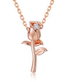 Nouveau collier Sen Country Style en argent sterling 925 plaqué or avec rose