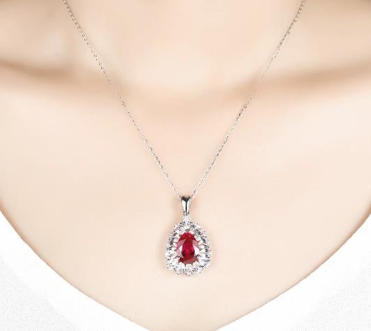 Pendentif en argent sterling avec rubis rouge créé avec pendentif en argent pour femmes avec rubis rouge