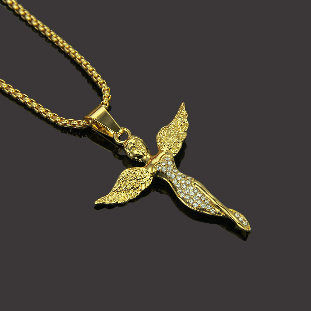 Bijoux de collier de chaîne d'angle d'acier inoxydable d'or faits sur commande