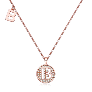 Série alphabétique B Lovely collier en or rose