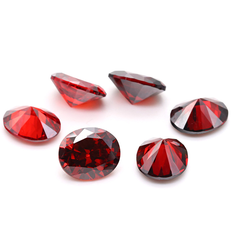 5A 3EX D VVS Zircone cubique ovale rouge foncé pour bijoux