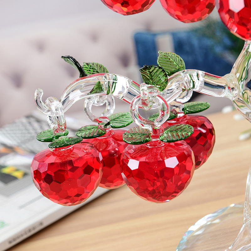 Cristal Pommier Rouge Lanterne Pomme Blanc Cristal Cerisier Salon Décorations Coffret Cadeau Arbre En Verre