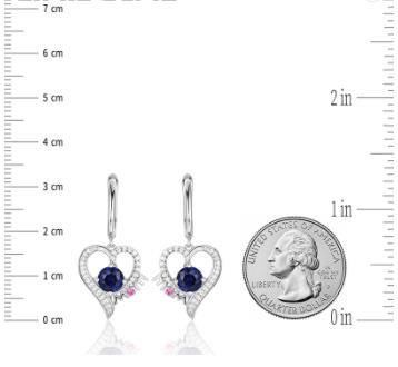 Boucles d'oreilles en saphir 925 en argent sterling matériel femelle exquis saphir en forme de coeur boucles d'oreilles cadeau fête