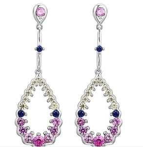 Boucles d'oreilles en argent sterling avec saphir rose pour femmes Designs S925 pour dame élégante