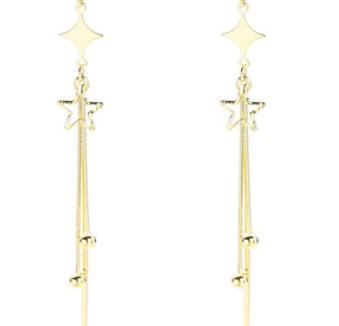 Boucles d'Oreilles Papillon Pampille Argent Massif 925 Plaqué Or