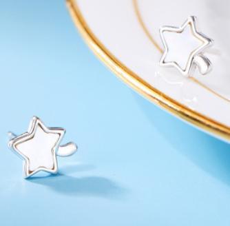 Boucles d'oreilles pour femme en argent sterling 925 plaqué or Simple Little Star