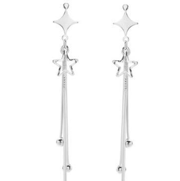 Boucles d'oreilles pour femmes en argent sterling 925 Starlight double couche