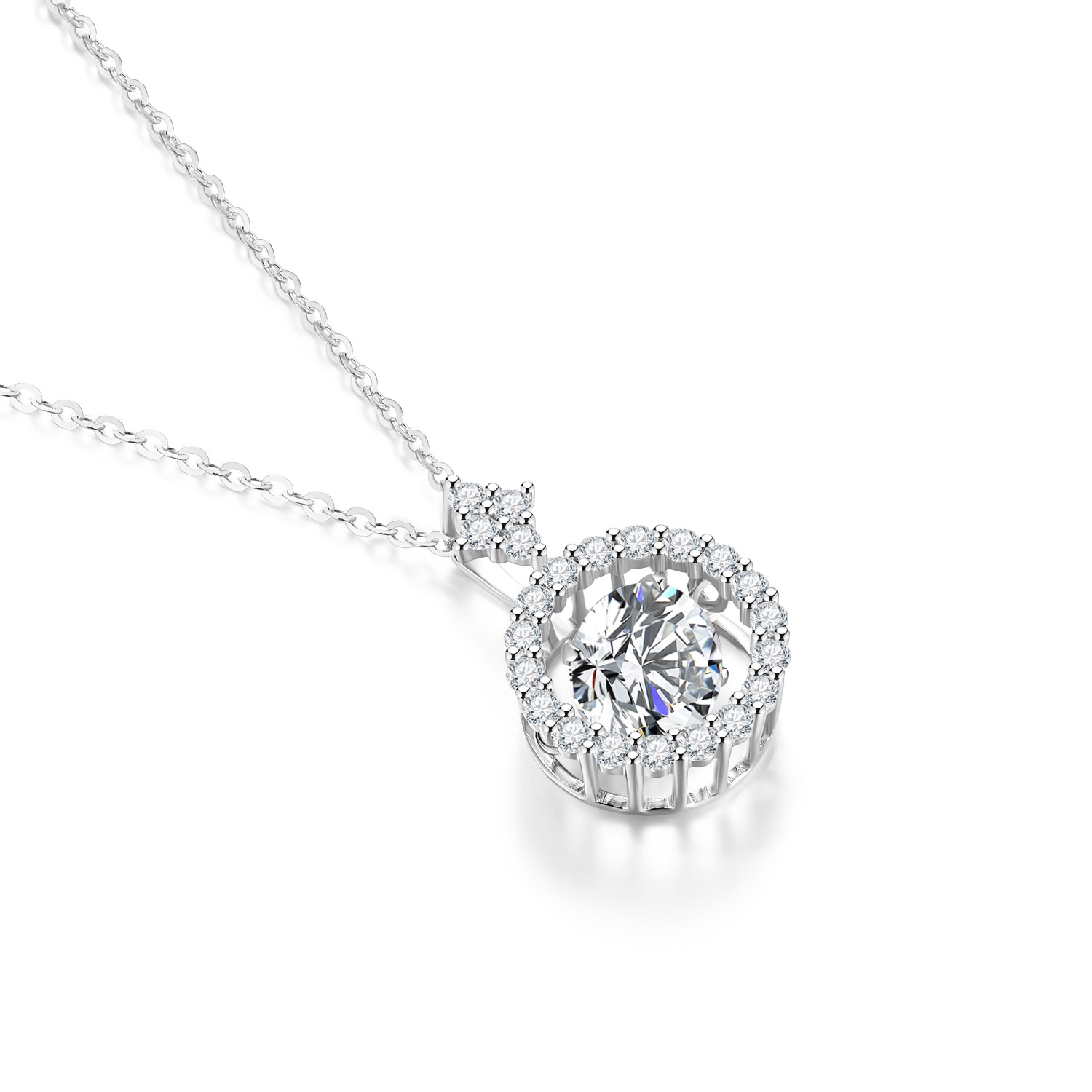 Le dernier collier Moissanite en platine 14 carats plaqué argent sterling 925 au prix d'usine