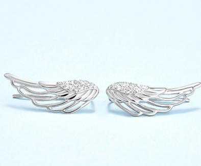 Boucles d'oreilles mignonnes plaquées or avec aile d'ange en argent sterling 925