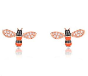 Boucles d'oreilles abeille en argent sterling plaqué or 925 Cute Animal Series