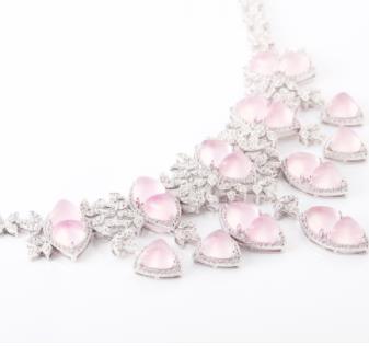 Collier Quartz Rose Classique 925 Argent Bijoux Exquis Cristal Gem Collier De Luxe