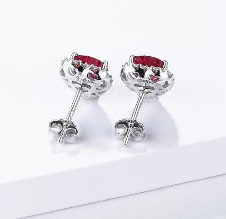 Boucles d'oreilles mode plaquées argent sterling rubis 925 nobles et élégantes