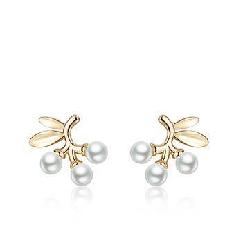 Boucles d'oreilles en perles pour femmes plaquées en argent sterling 925 de la série Flower And Fruit