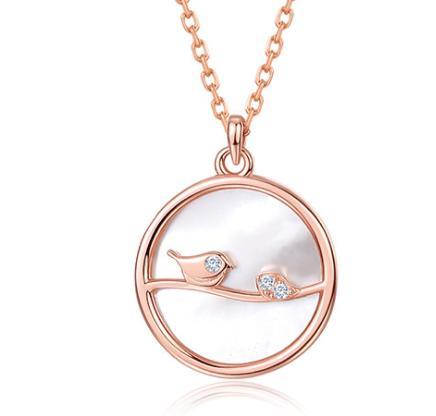 Source S925 bijoux en argent sterling coréen blanc Fritillaria carte ronde pendentif oiseau collier