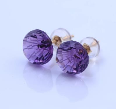 Boucles d'oreilles rondes violettes Boucles d'oreilles rondes en argent sterling 925 plaqué or