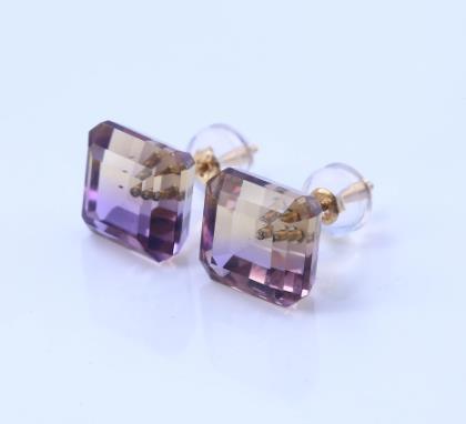 Asscher Boucles d'oreilles en argent sterling 925 transparent coloré violet Asscher