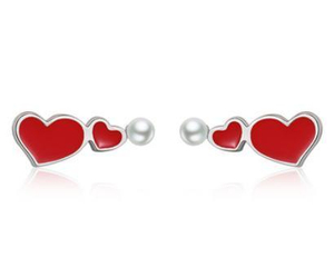 Boucles d'oreilles Red Love Boucles d'oreilles personnalisées en argent sterling 925 plaqué or