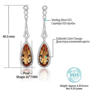 Boucles d'oreilles plaquées or en argent sterling 925 avec goutte d'eau élégante et gemme brune