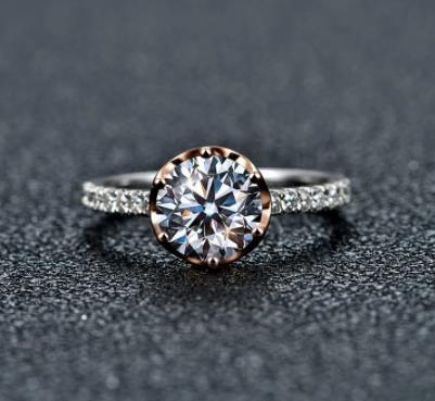 Bague de fiançailles Moissanite de couleur D en diamant massif cultivé en laboratoire