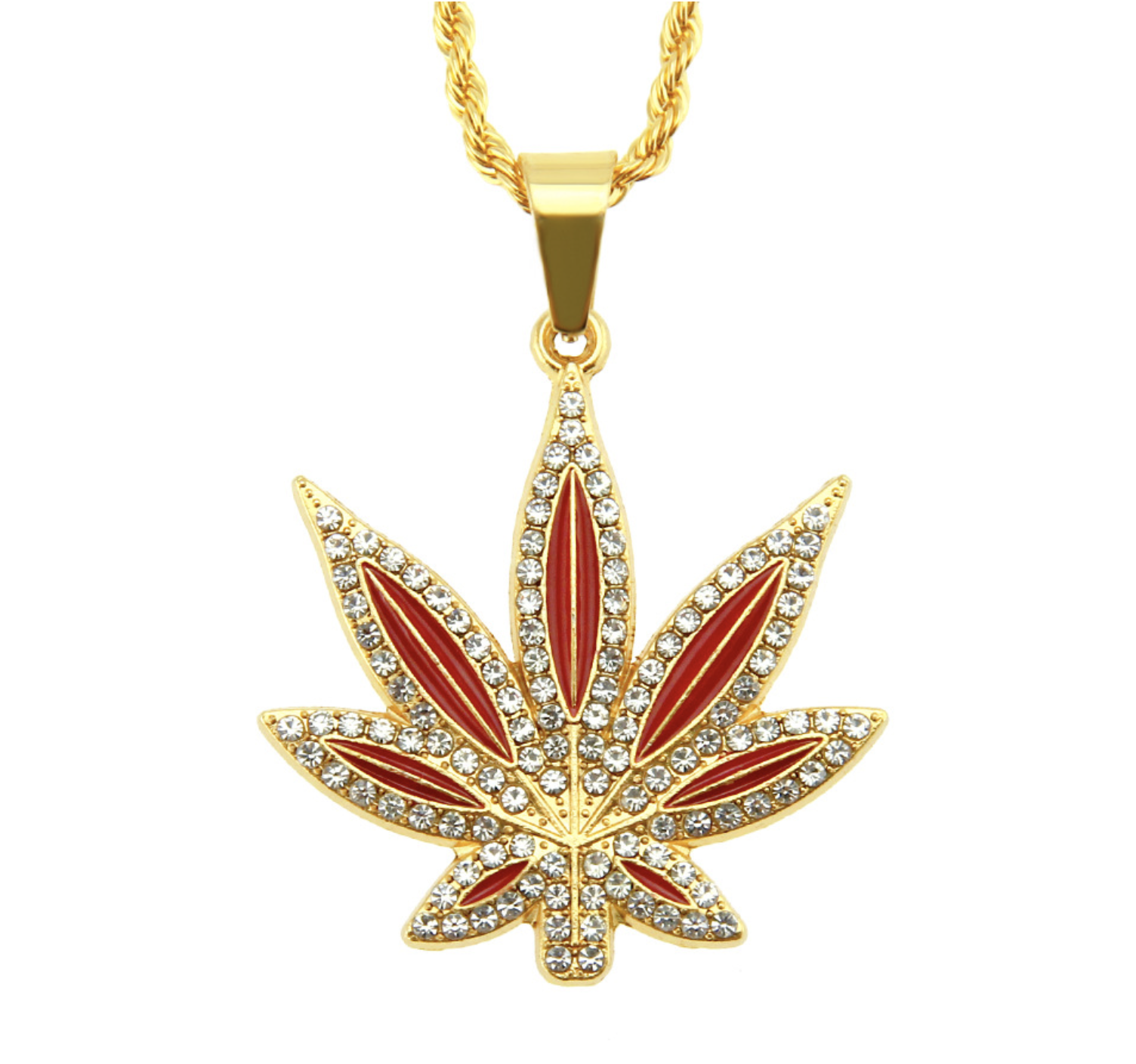 Collier pendentif feuille d'érable punk hip hop