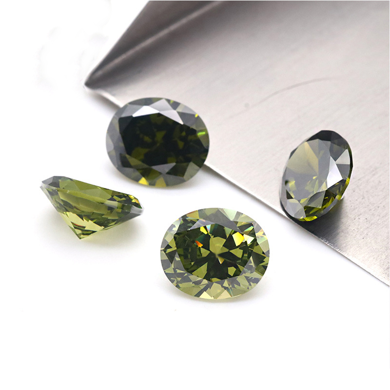 VVS Vert Olive 5A Ovale 3EX Cubic Zirconia