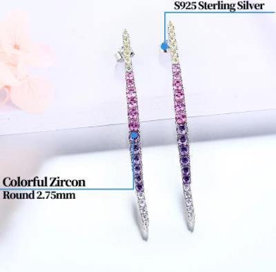 Boucles d'oreilles en argent Zircon coloré Bijoux exquis pour femmes