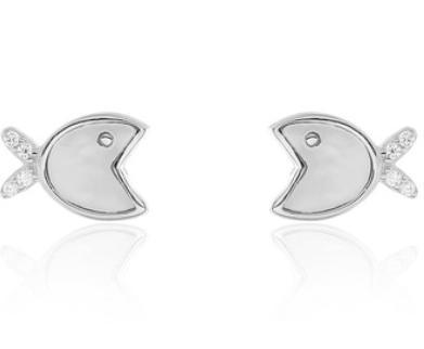 Marine Life Series 925 Boucles d'oreilles requin en argent sterling 925 plaqué or