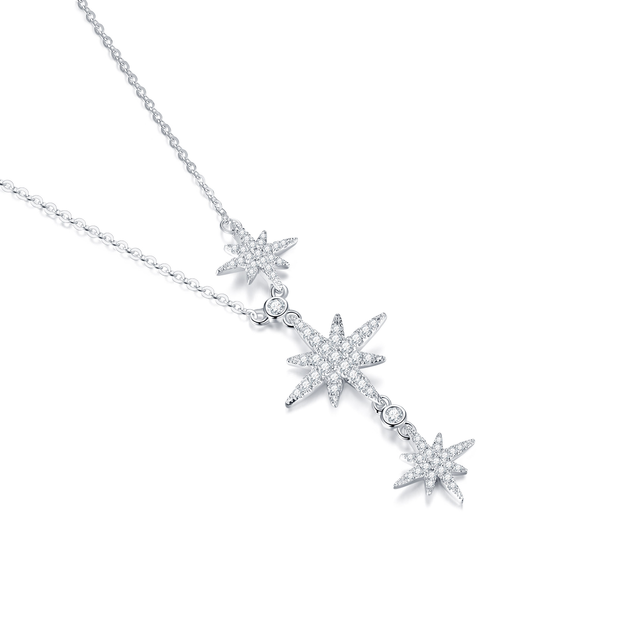 Collier Moissanite Platine 14K Plaqué Argent Sterling 925 Romantique Hiver