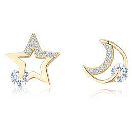 Boucles d'oreilles Pop Star Moon en argent sterling 925 plaqué or