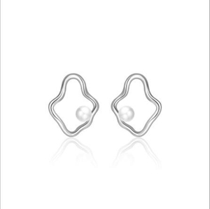 Boucles d'oreilles en perles pour femmes plaquées en argent sterling 925 irrégulières