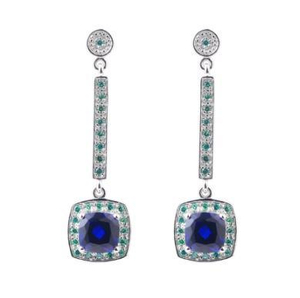 Boucles d'oreilles en moissanite plaquées en argent sterling 925 avec gemme bleue