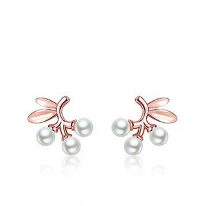 Boucles d'oreilles en perles pour femmes plaquées en argent sterling 925 de la série Flower And Fruit