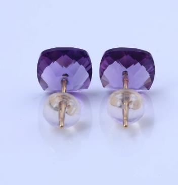 Boucles d'oreilles carrées violettes Boucles d'oreilles carrées en argent sterling 925 plaqué or