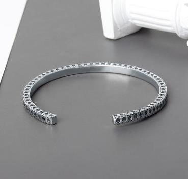 Bracelet Ouvert Motif Simple Rétro Plaqué Argent Plaqué Cuivre