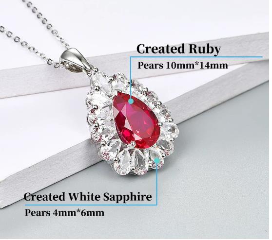 Pendentif en argent sterling avec rubis rouge créé avec pendentif en argent pour femmes avec rubis rouge