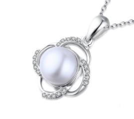 Zigzag Flower Freshwater Bride Pearl Pendant 925 Silver Necklace Set Mother