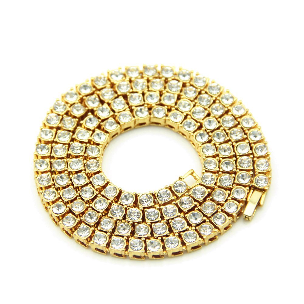 Vente en gros-18K-Gold-Plated-Big-Round-Ring-Link-Necklace-Jewelry