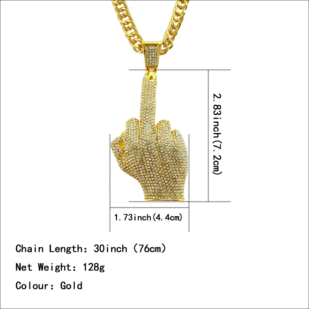 Hip Hop Moyen Doigt Collier Pendentif Bijoux De Mode