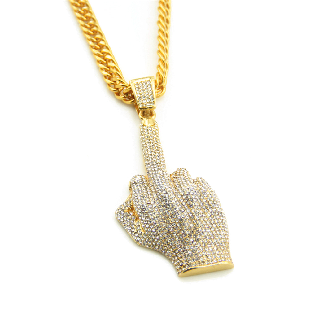 Hip Hop The Middle Finger Satire Collier Pendentif