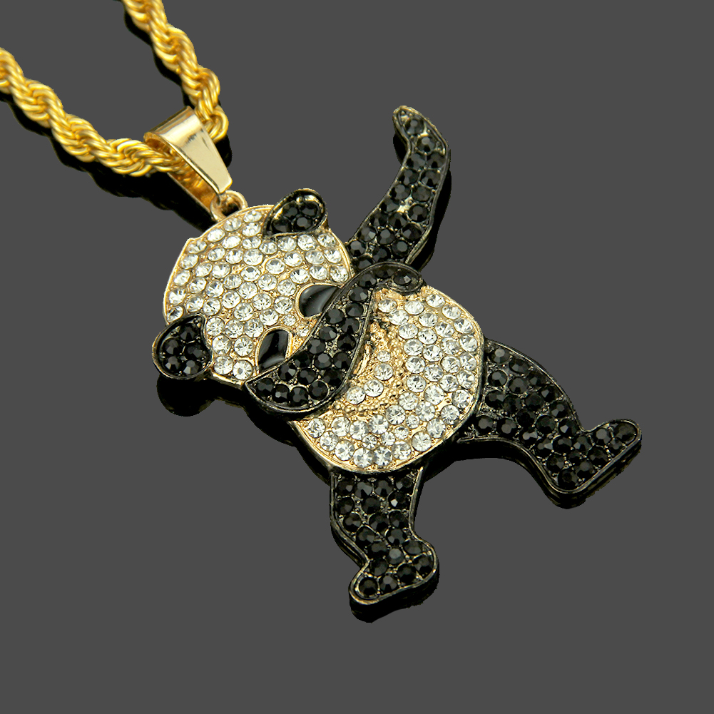 Hip Hop Mignon Rock Panda Collier Pendentif