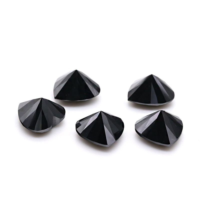 Zircone cubique en forme de coeur noir 3EX de haute qualité 3A