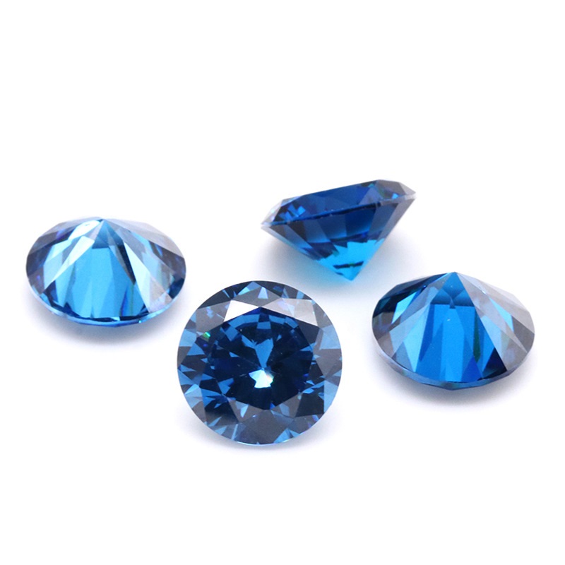 3EX 3A Blue Round Cut Cubic Zirconia