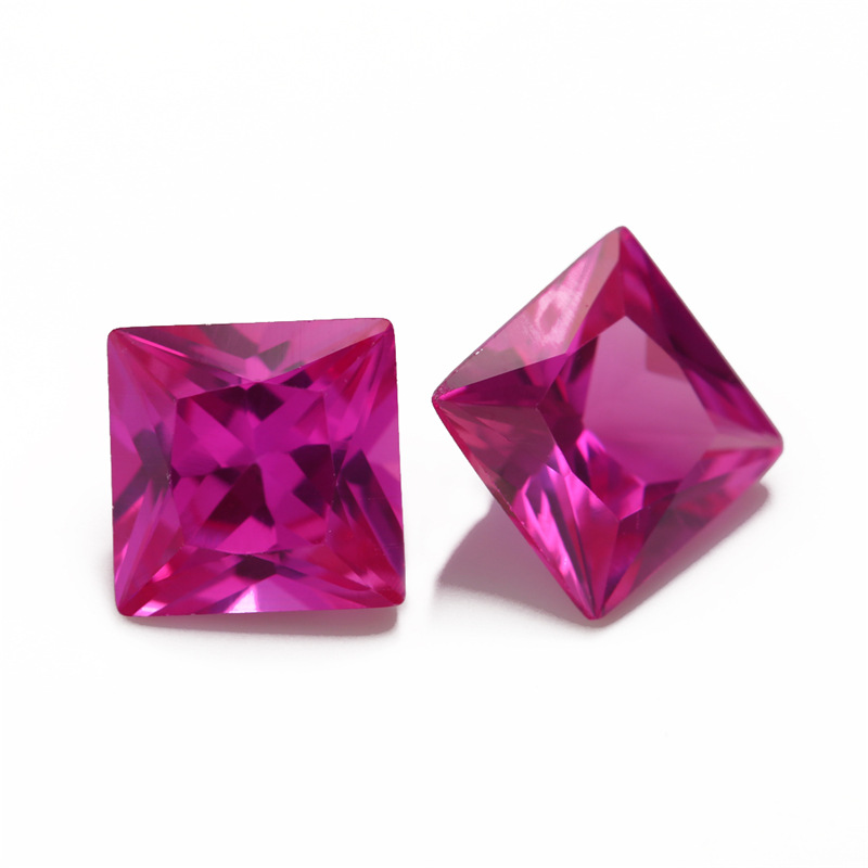 3 # Princess Ruby Rubis synthétique Carré Pierre nue pointue à angle droit