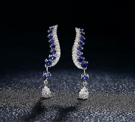 Boucles d'oreilles en argent sterling avec saphir Bijoux en saphir classique de qualité supérieure