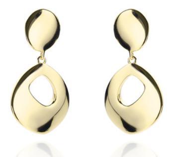 Boucles d'oreilles pour femme en argent sterling 925 plaqué or avec pendentif métallique